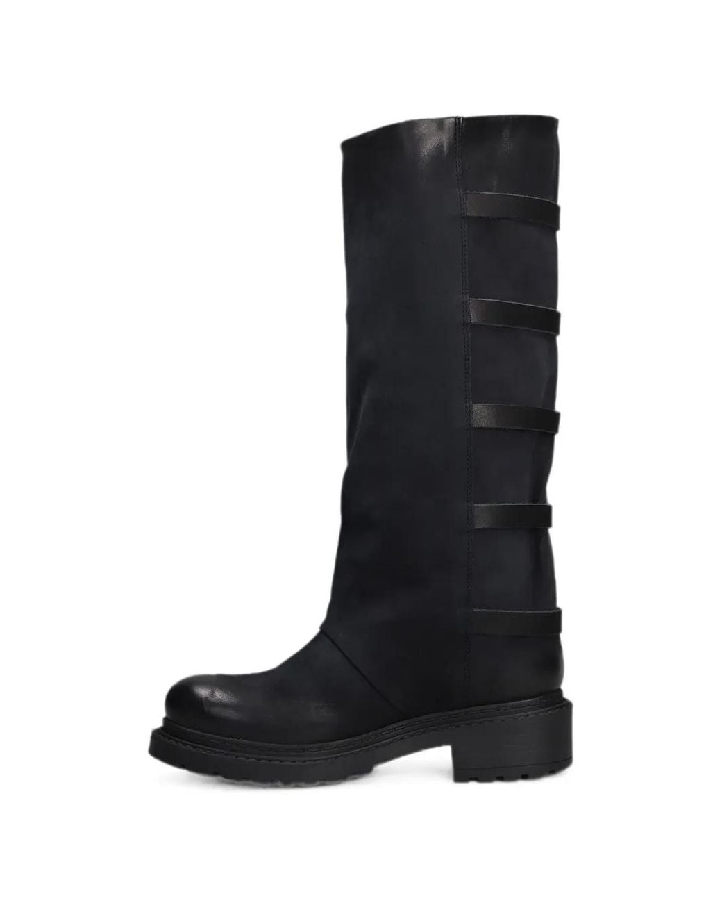 METISSE Black Buckle-Detail Nubuck Boots