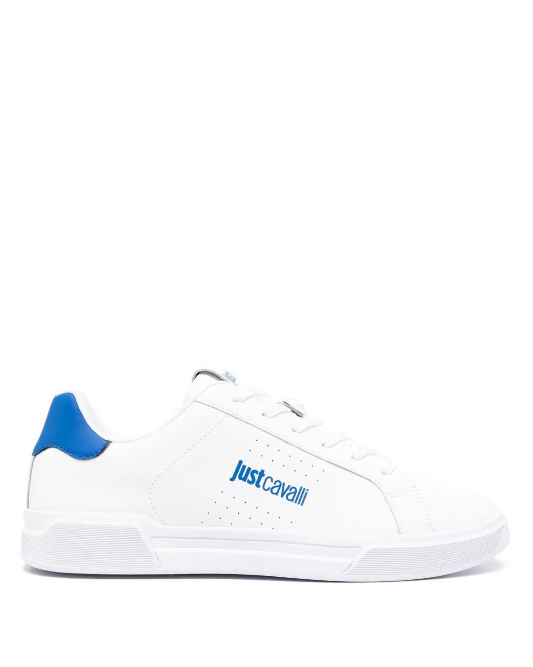 Just Cavalli White Tiger Head-Motif Leather Sneakers for men