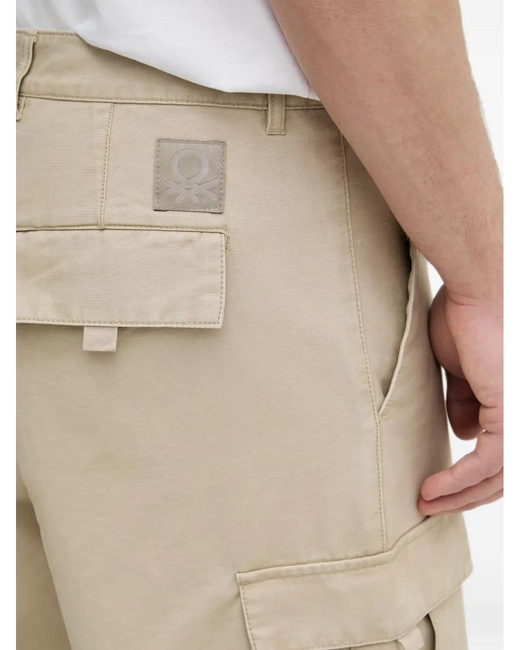 Benetton Natural Multi-Pocket Cargo Pants for men
