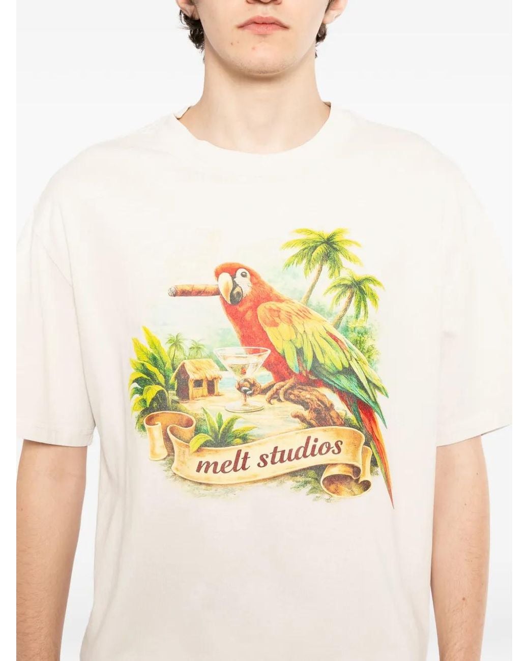 Melt White Crew Neck T-Shirt for men