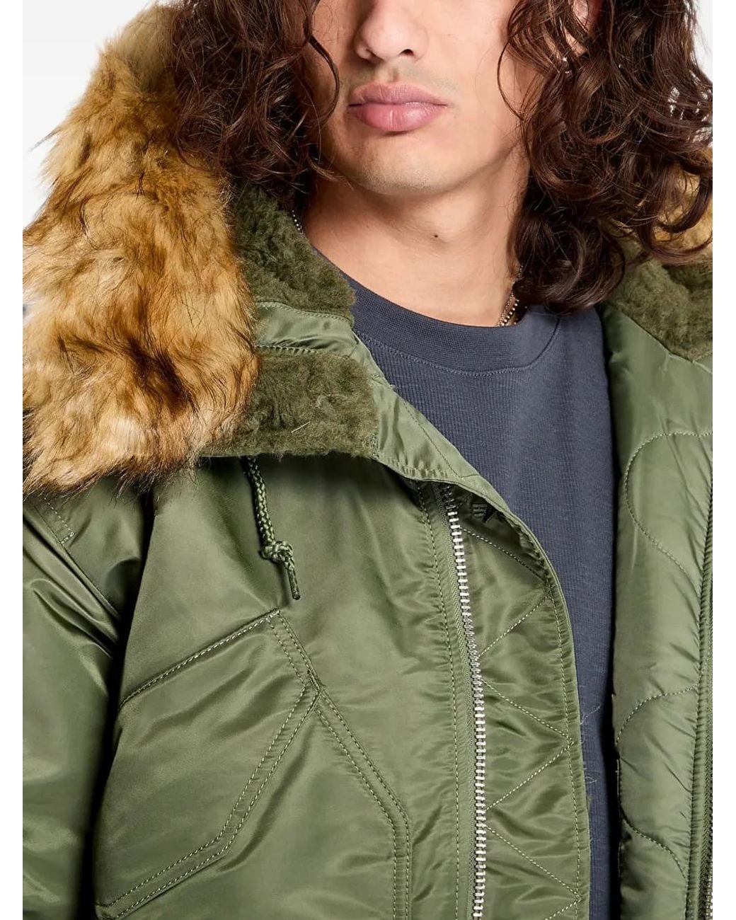 Alpha Industries Green 45P Hooded Jacket for men