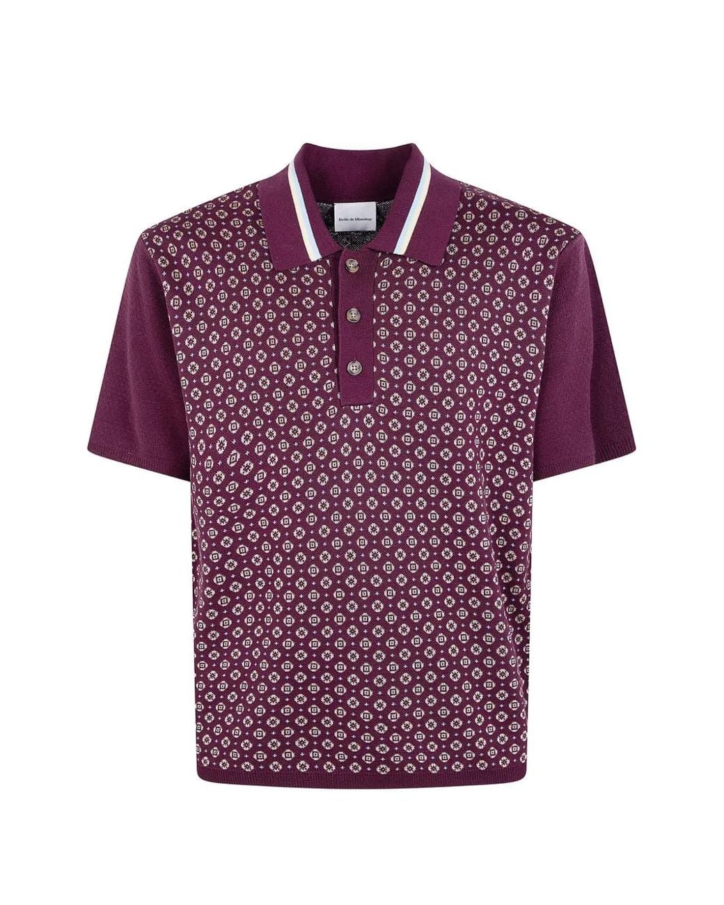 Drole de Monsieur Purple Jacquard-Knit Polo Shirt for men