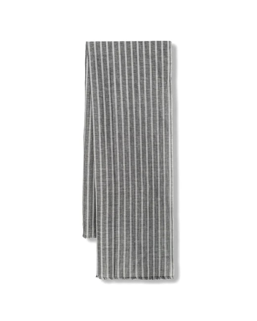 Marc O' Polo Gray Striped Frayed-Edge Scarf for men