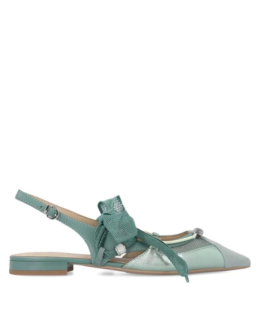 Pinko Green Slingback Ballerinas With Ties