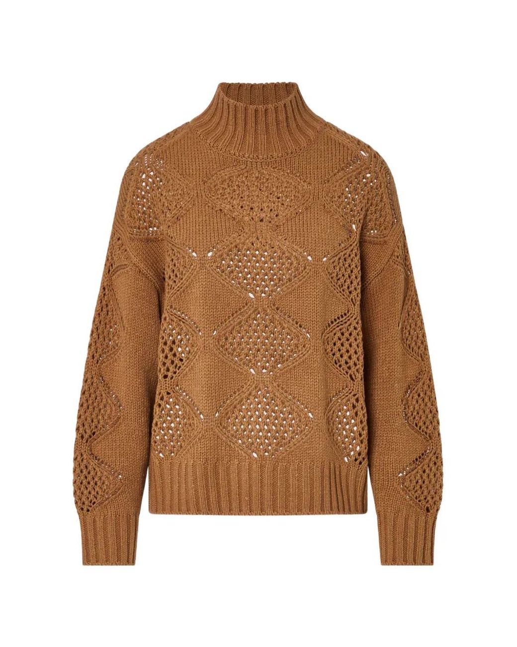 Liu Jo Brown Turtleneck With Beads And Openwork