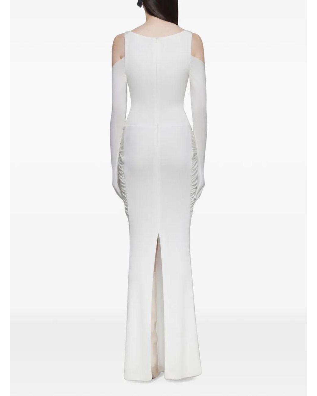 Chats by C.Dam White Jesse Gathered-Draping Sleeveless Maxi Dress