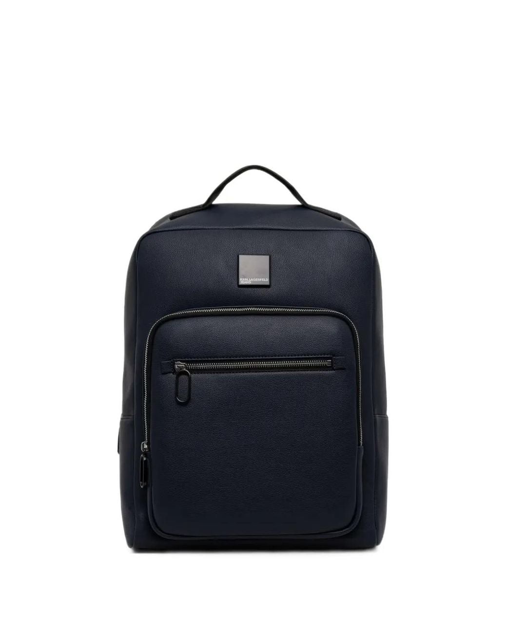 Karl Lagerfeld Blue Logo-Plaque Pebbled Backpack for men