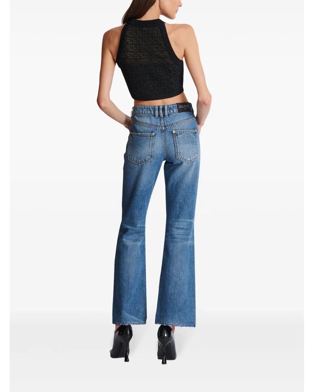 Balmain Pb Labyrinth Knit Top in het Black