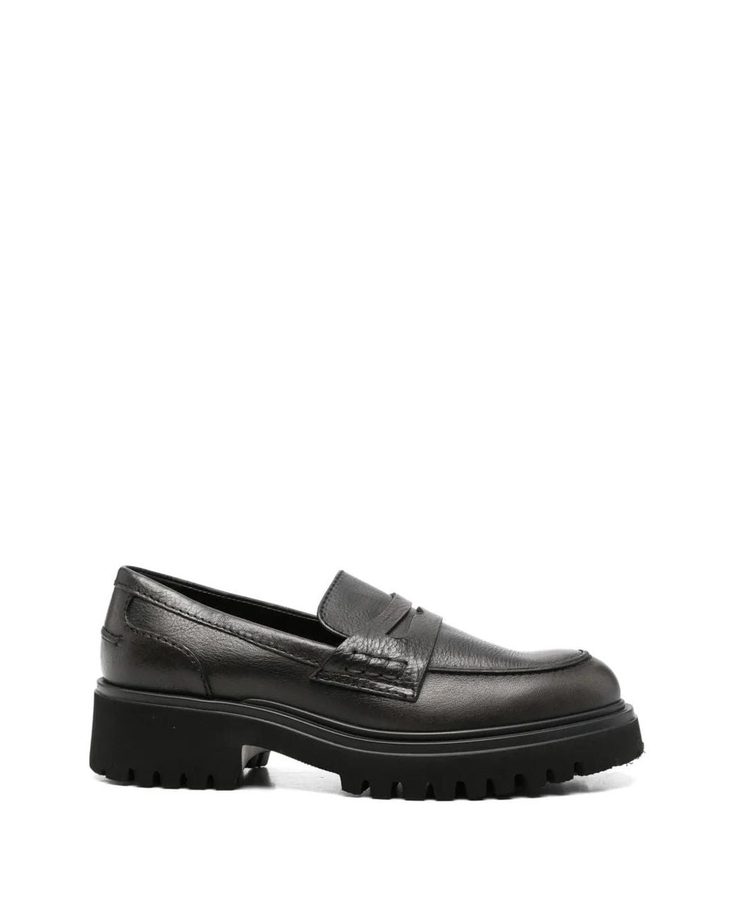 Guglielmo Rotta Black Chunky-Sole Leather Loafers