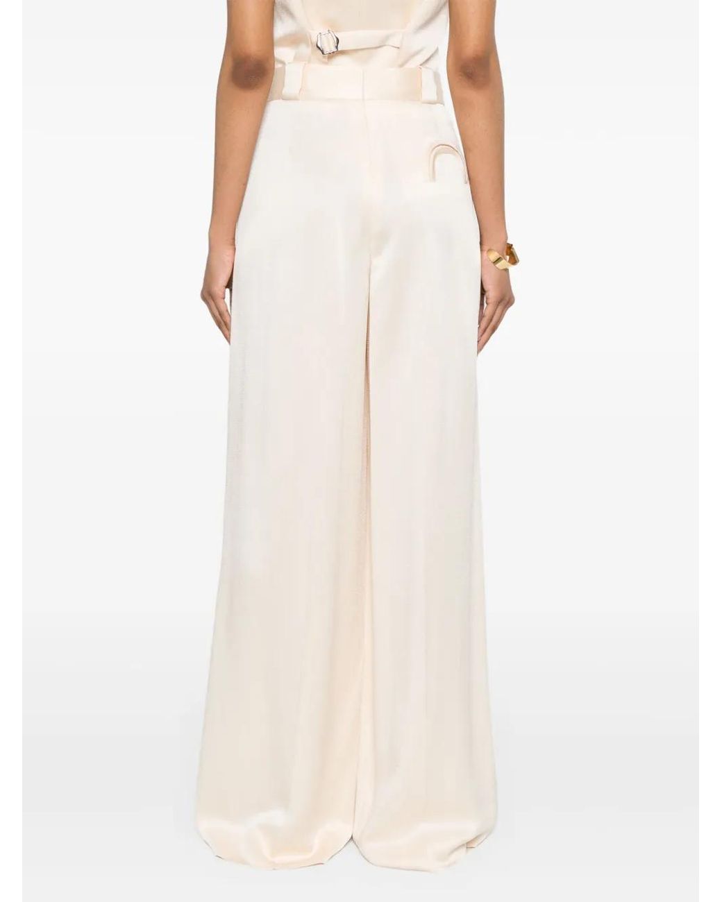 Blazé Milano White Novalis High-Waist Palazzo Pants