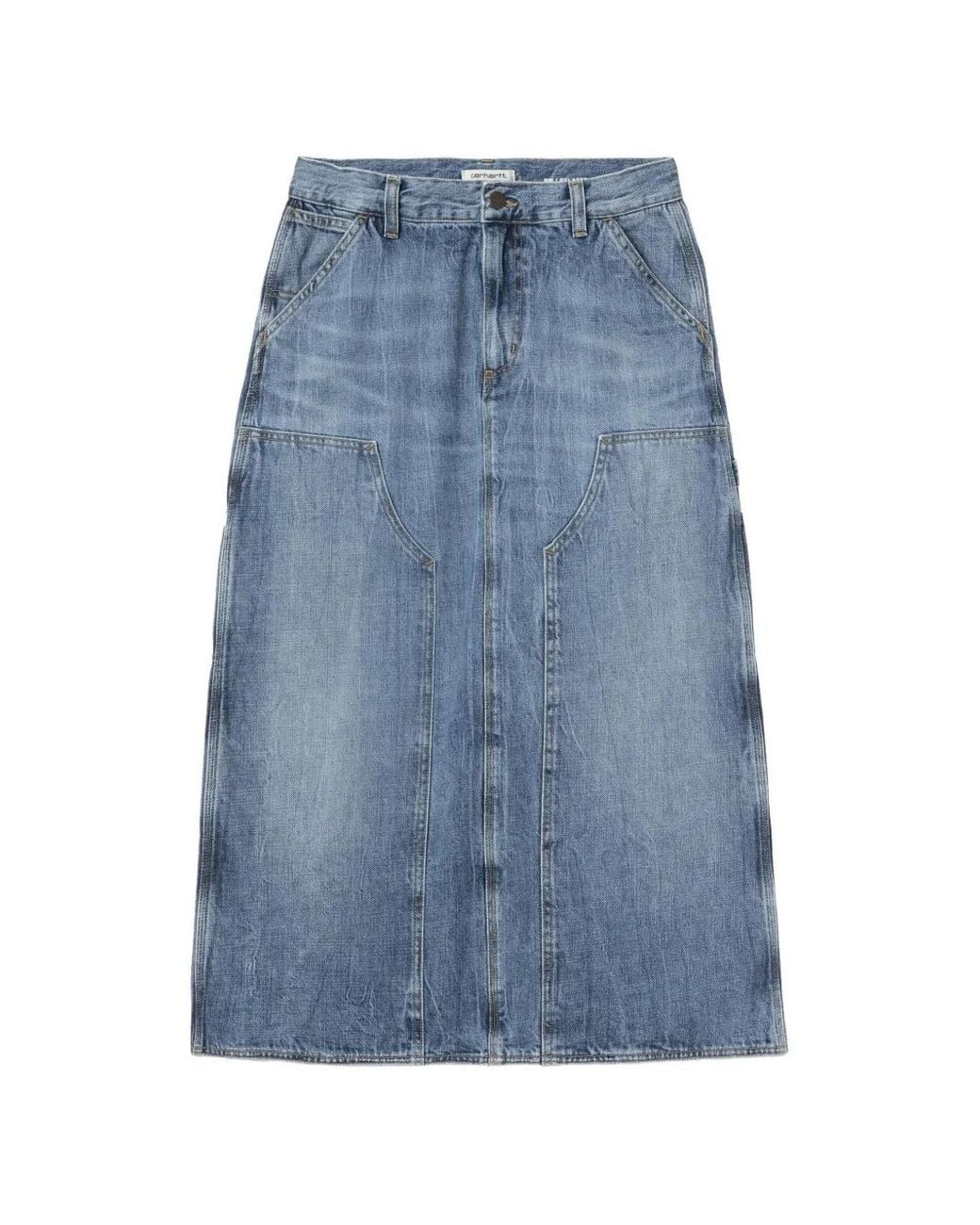 Carhartt Blue Faded-Effect Panelled Maxi Skirt