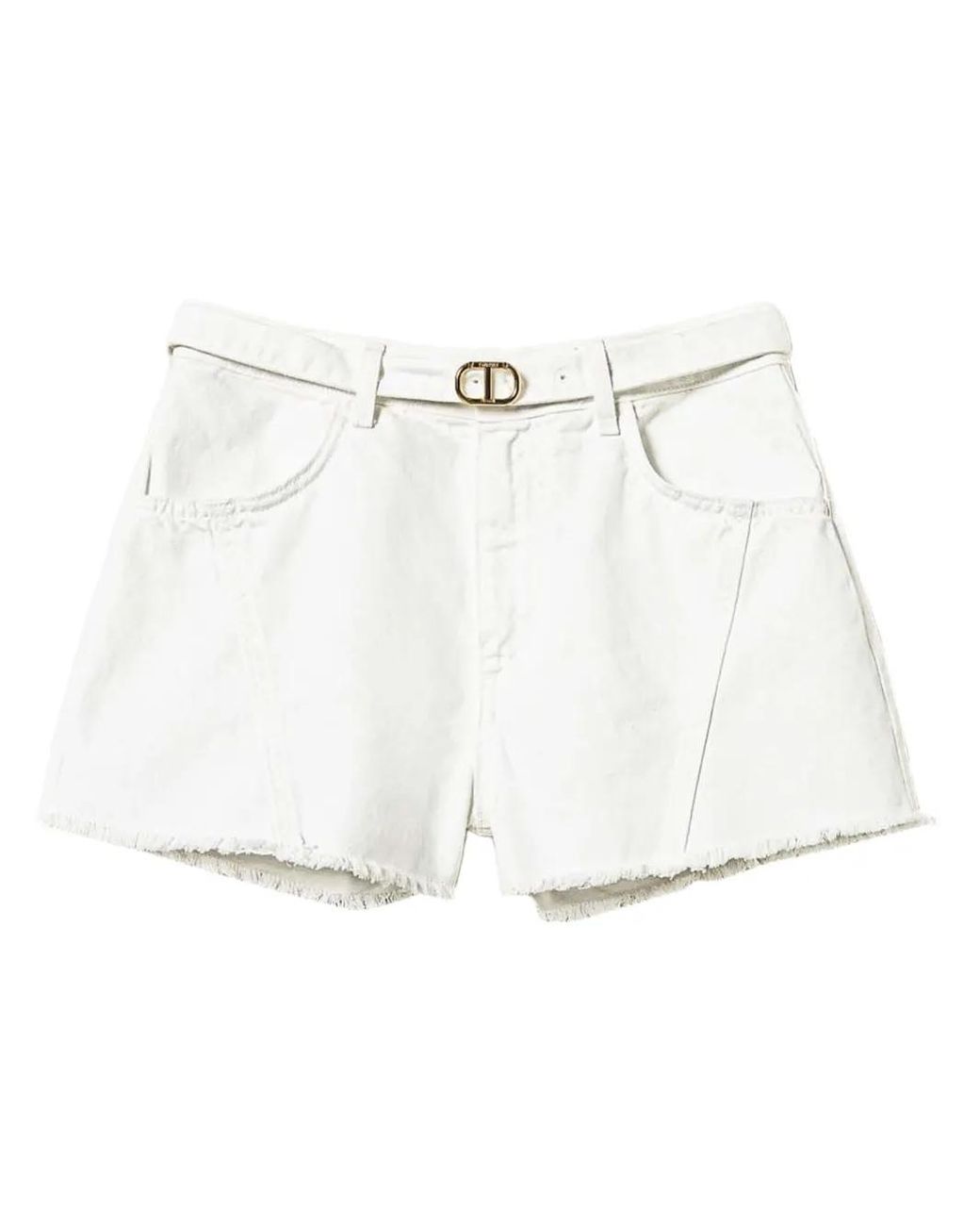 Twinset White Oval T Denim Shorts