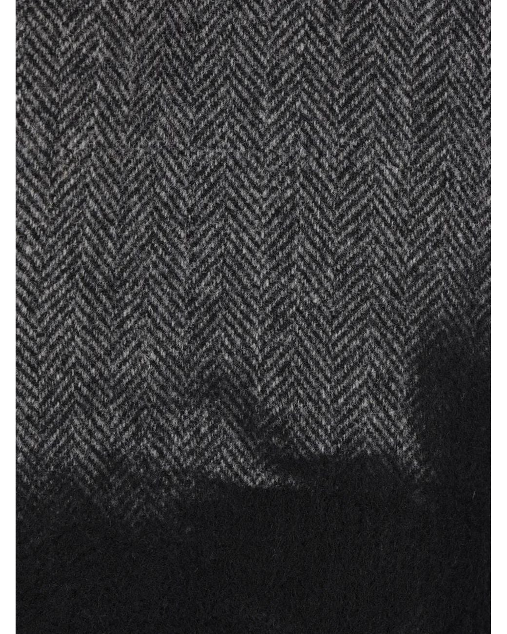 Yohji Yamamoto Black Herringbone-Pattern Double-Breasted Coat for men