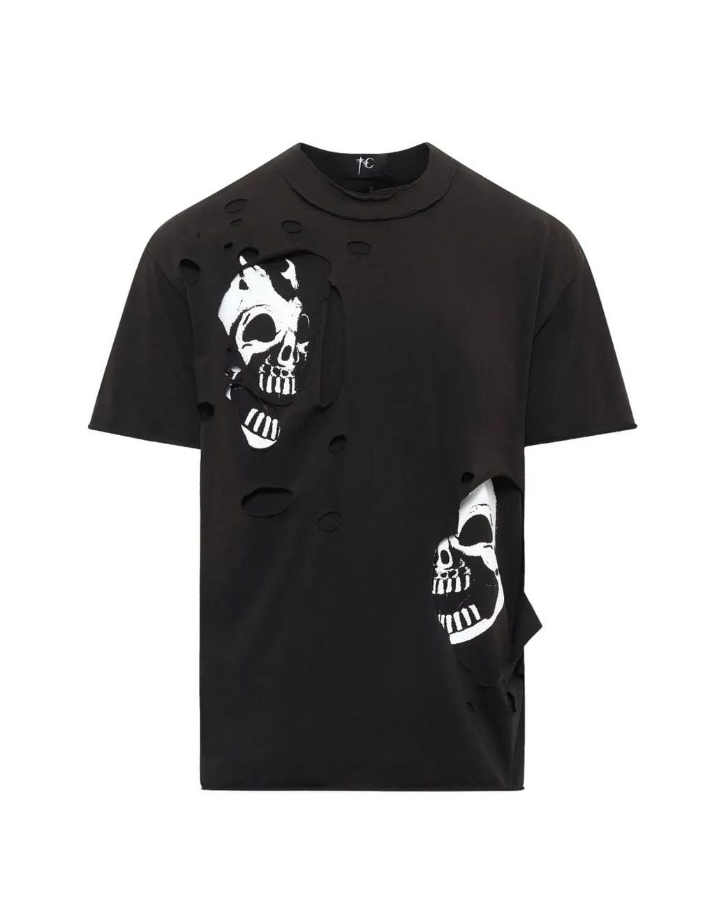 THUG CLUB Black Dead Inside Distressed Skull-Print T-Shirt for men