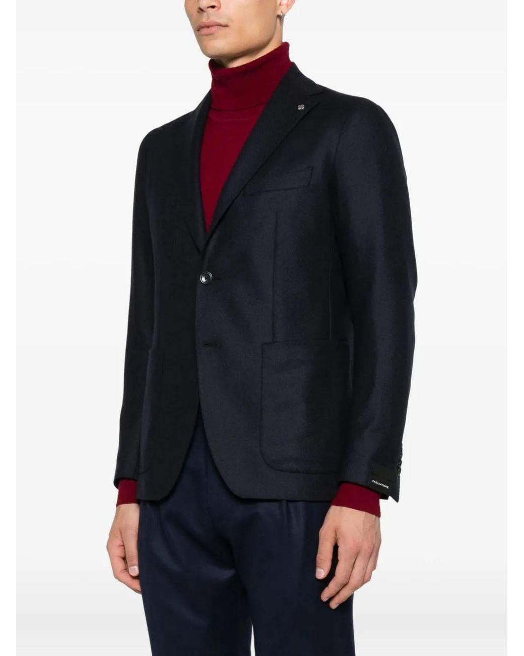 Tagliatore Black Patch-Pocket Two-Button Jacket for men