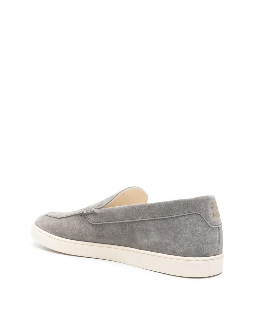 Brunello Cucinelli White Chevron-Effect Suede Slip-Ons For for men