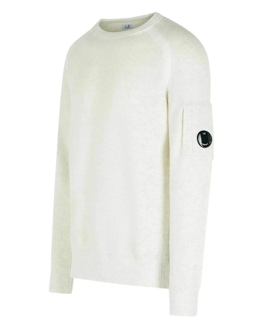 C P Company White Logo-Patch Sweater for men