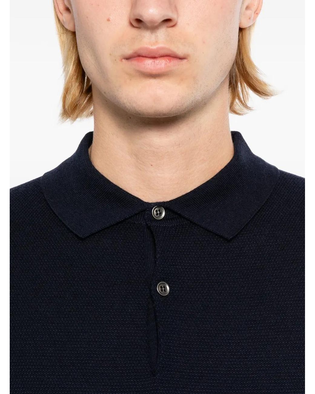 John Smedley Blue 14Singular Polo Shirt for men