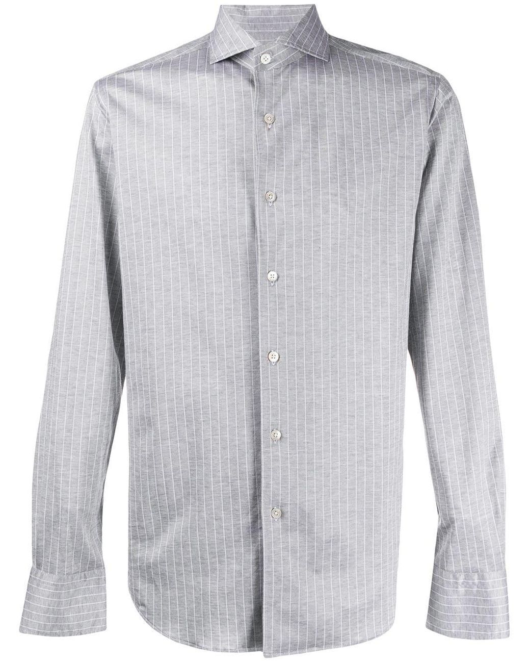 Canali Cotton Striped Cutaway-collar Shirt in Grey (Gray) for Men - Lyst