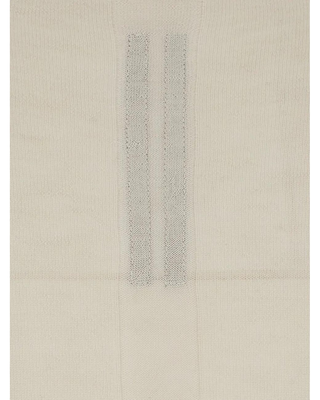 Rick Owens White Cut-Out Ribbed-Hem Sweater