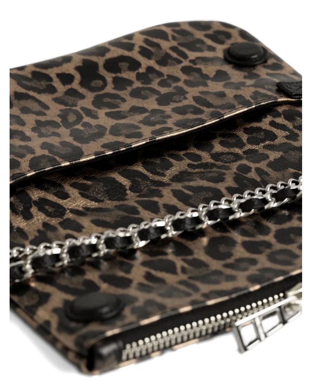 Zadig & Voltaire Black Rock Mini Metal Leopard Clutch