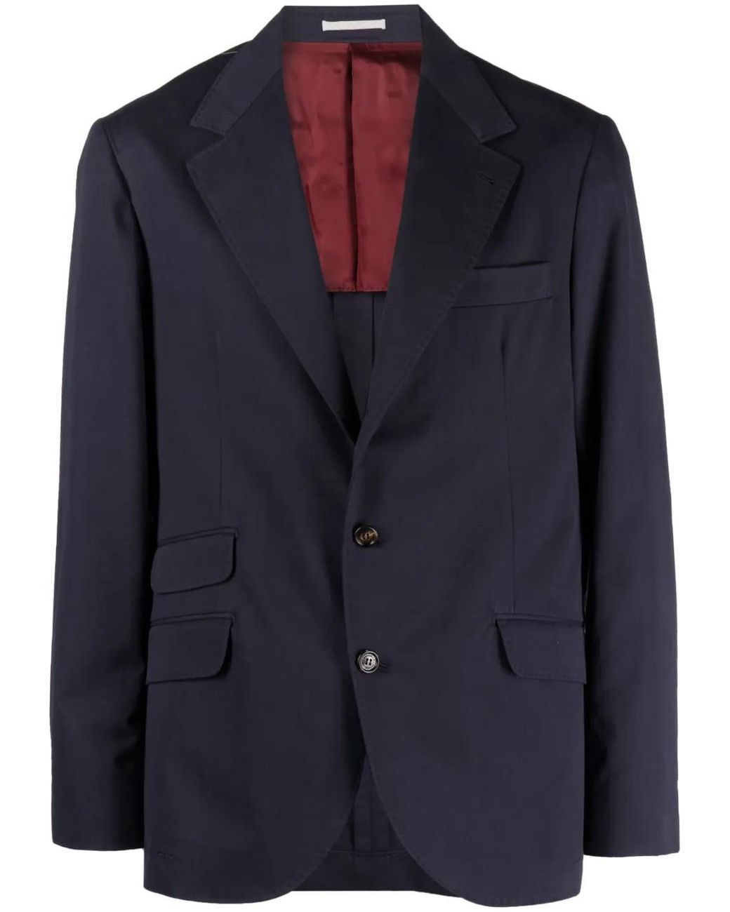 Brunello Cucinelli Blue Single-Breasted Cotton Blazer for men