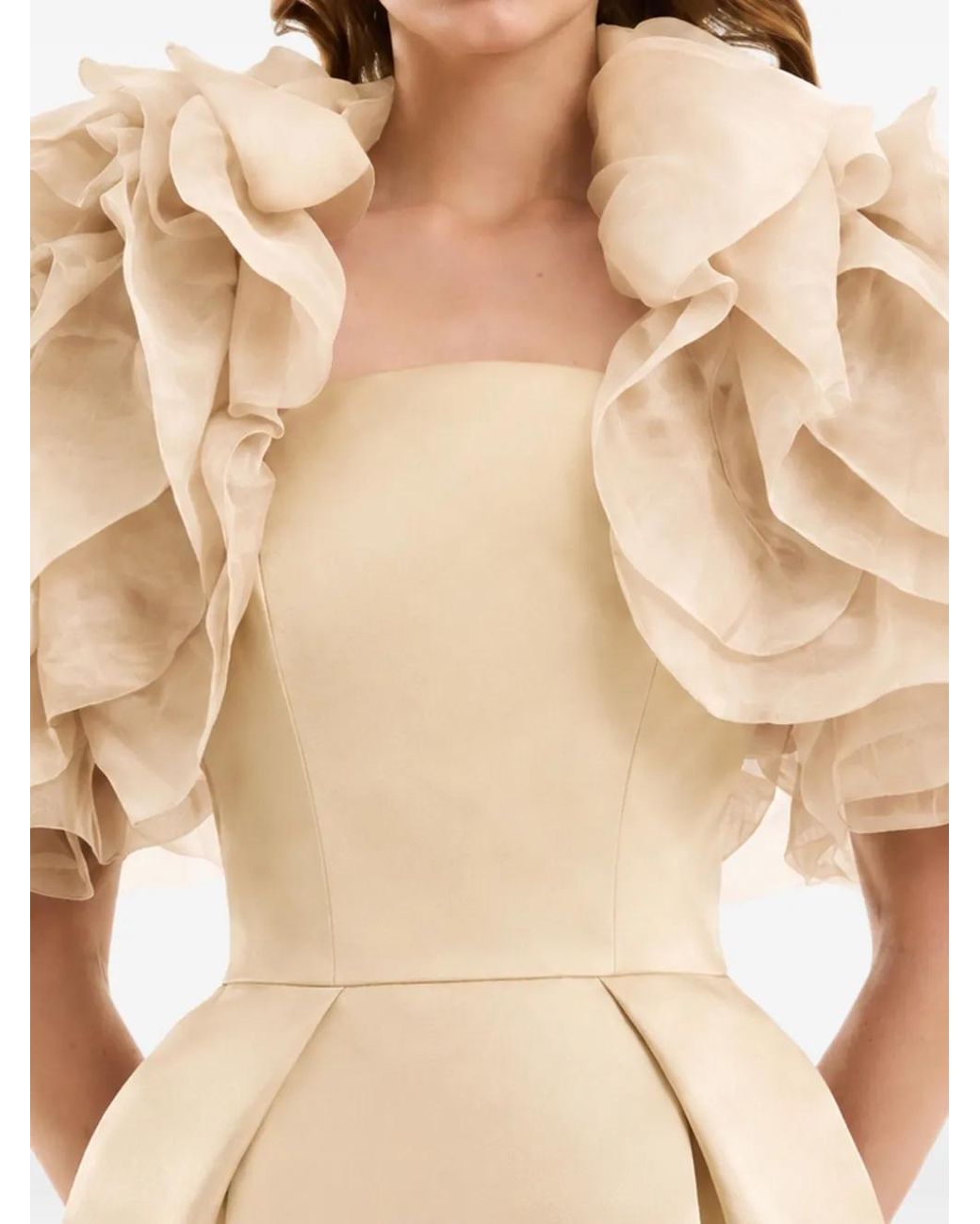 Gemy Maalouf White Ruffled Strapless Dress