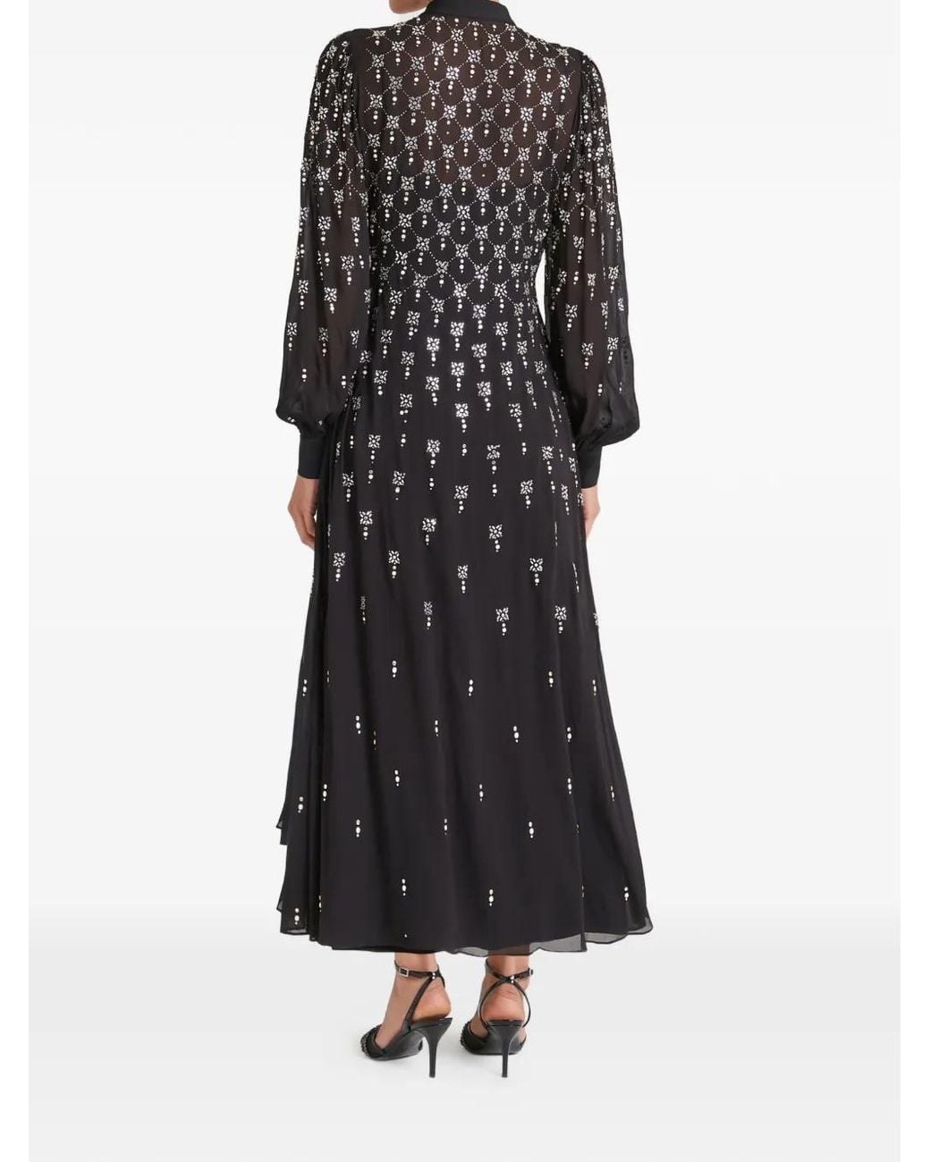 Temperley London Black Buttoned Embellished Maxi Gown