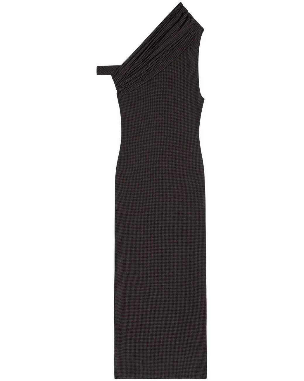 Courreges Black Houndstooth Twist Midi Dress