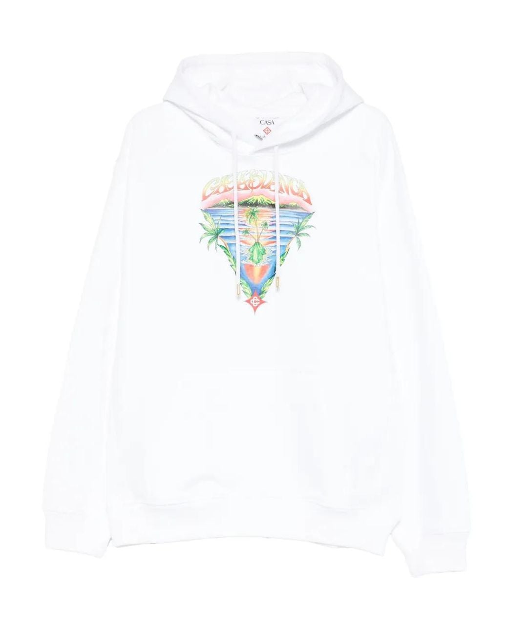 Casablanca White Graphic-Print Cotton Hoodie for men