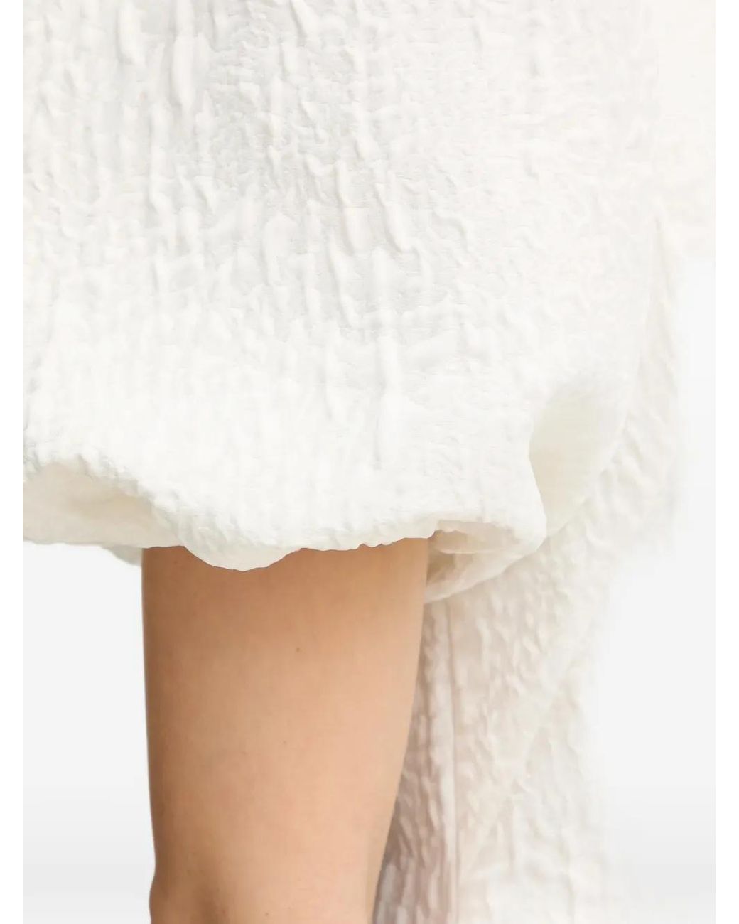Stine Goya White V-Neck Puff-Sleeve Mini Dress