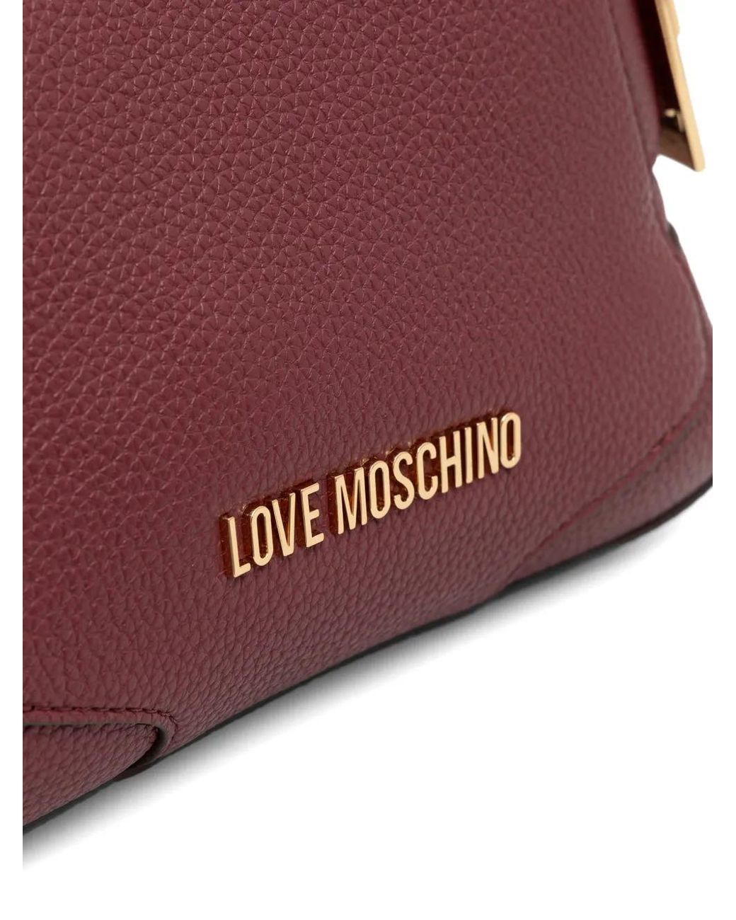 Love Moschino Purple Logo-Plaque Pebbled Crossbody Bag