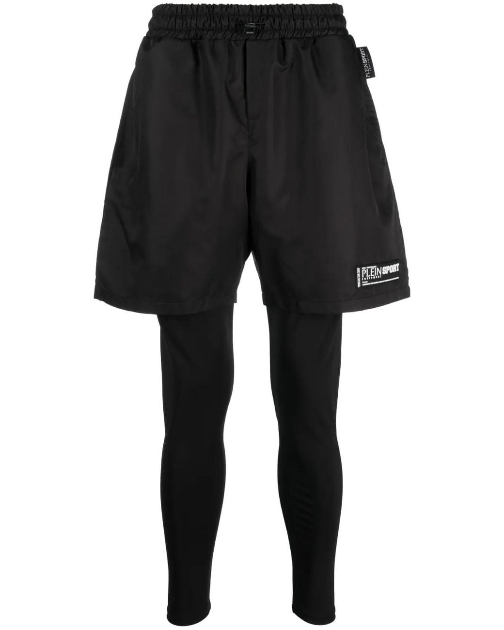 Philipp Plein Black Layered Running Shorts for men