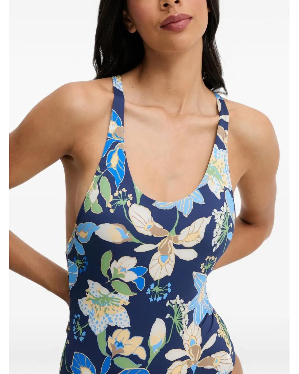 Nike Blue Floral-Print Swimsuit