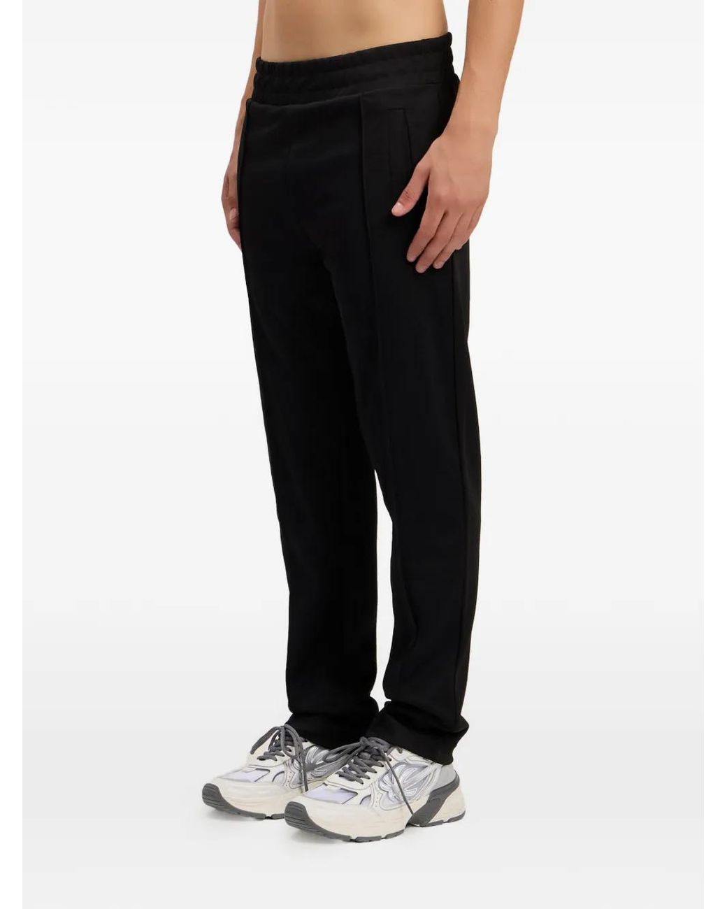 Palm Angels Black Back Curved Logo Track Trousers for men