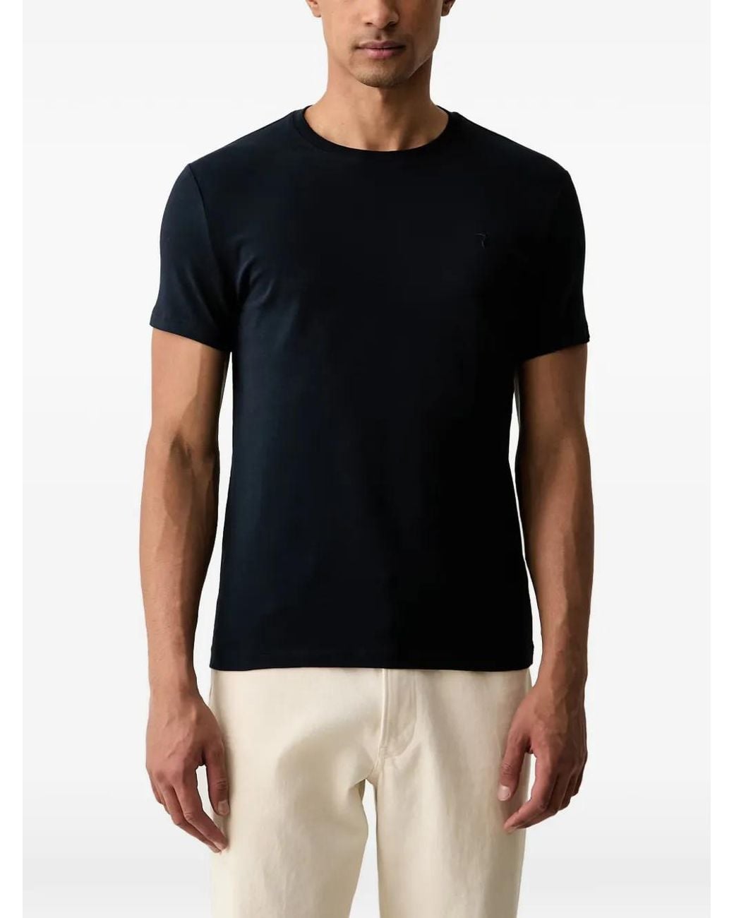 Trussardi Black Embroidered-Logo T-Shirt for men