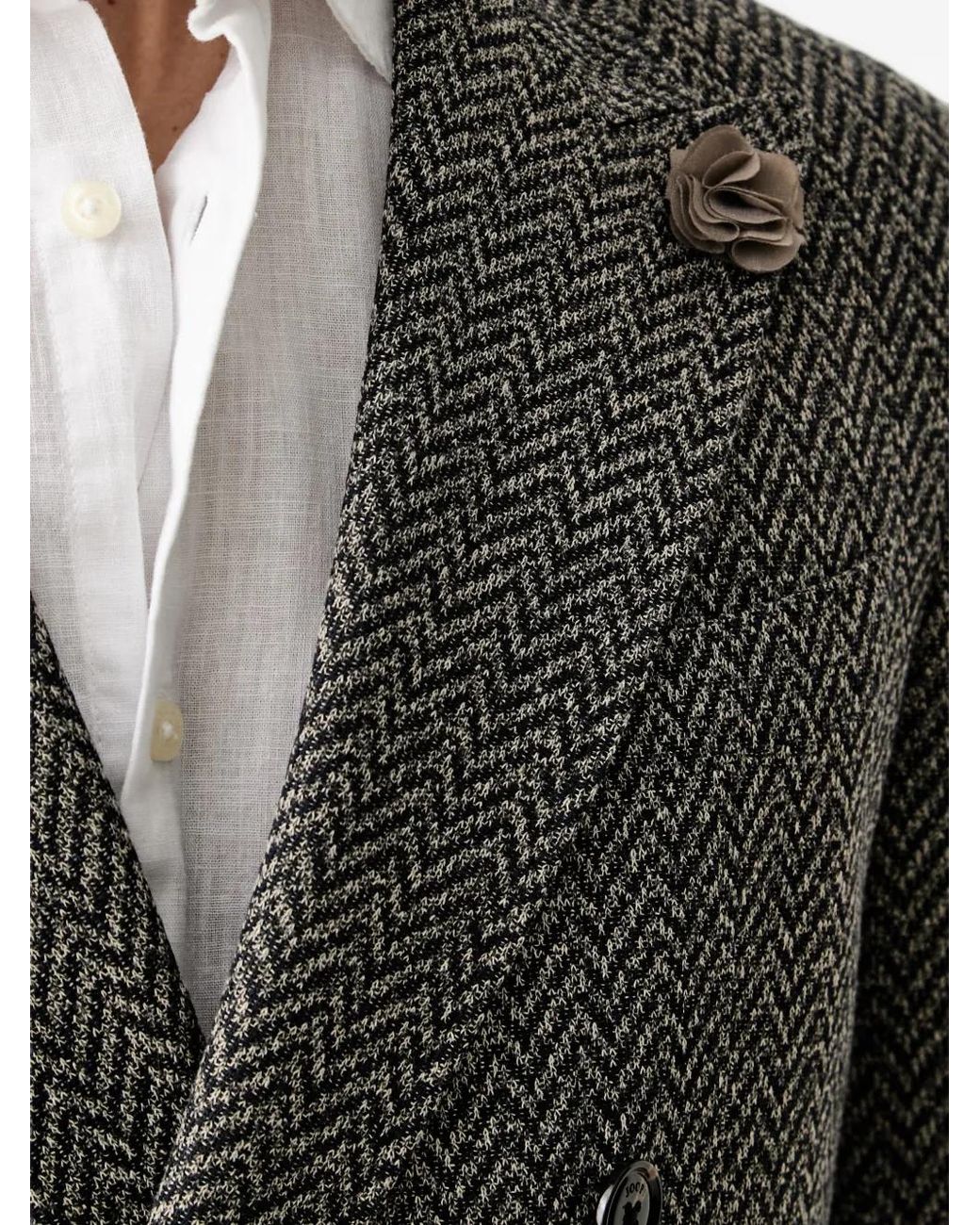 Joop! Gray Herringbone Double-Breasted Blazer for men