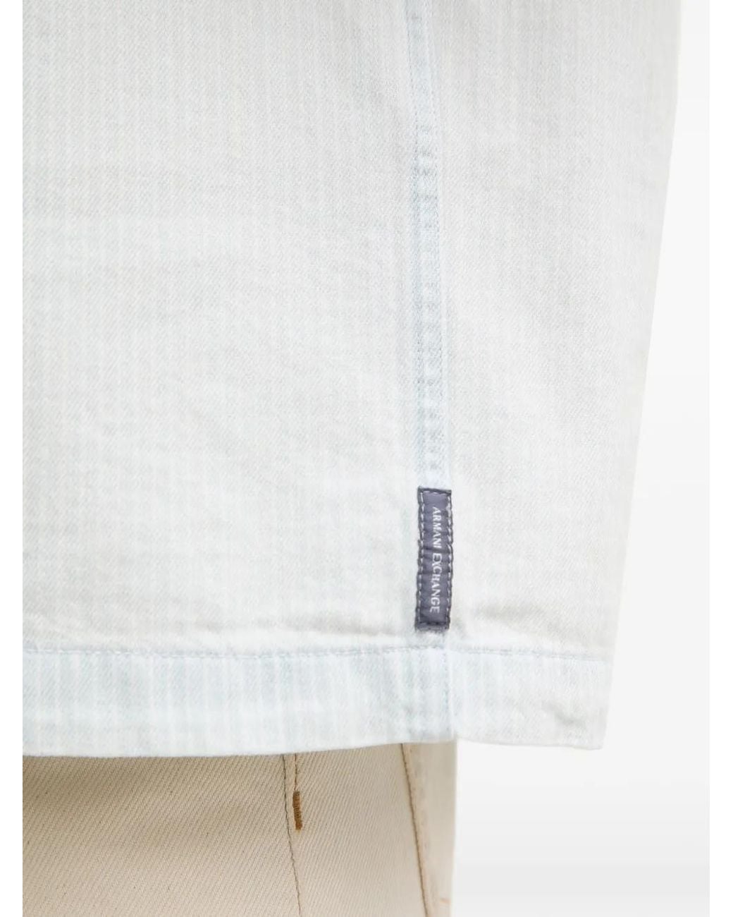 ARMANI EXCHANGE White Pinstripe-Pattern Short-Sleeve Shirt for men