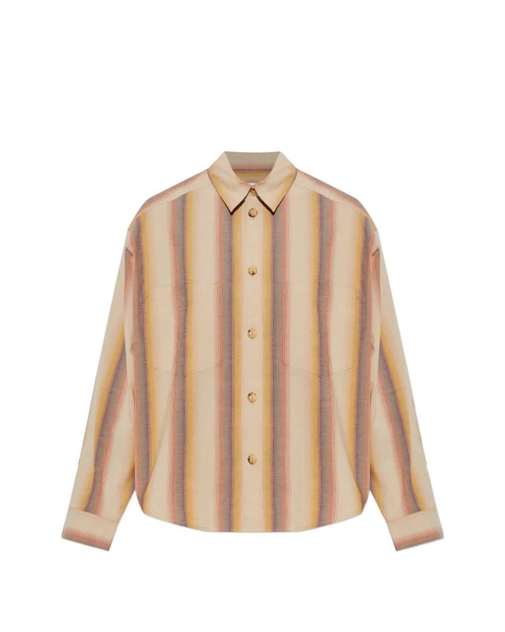 Isabel Marant Natural Mahvane Vertical-Stripe Long-Sleeve Shirt