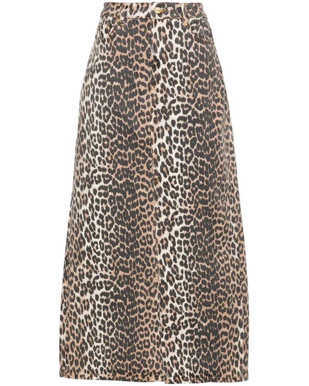 Ganni Brown Denim Maxi Skirt