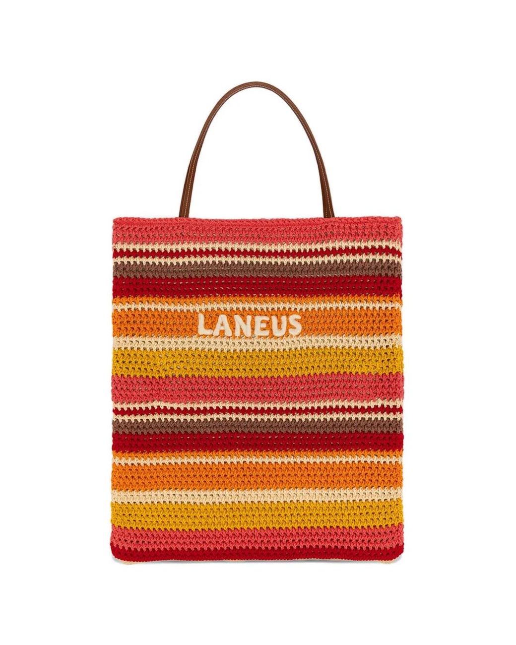 Laneus Orange Striped-Pattern Shoulder Bag