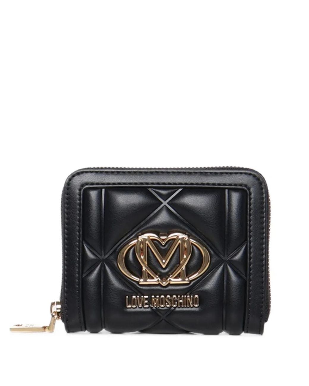 Love Moschino Black Portefeuille Matelassé À Plaque Logo