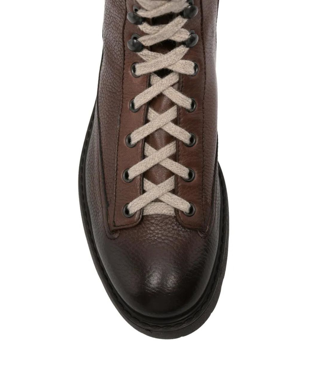 Doucal's Brown Side-Zip Lace-Up Ankle Boots for men
