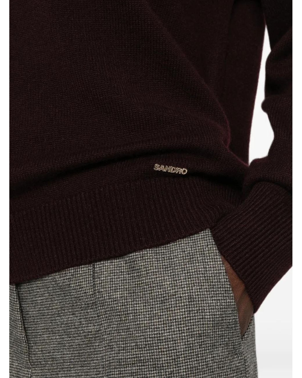 Sandro Brown V-Neck Sweater