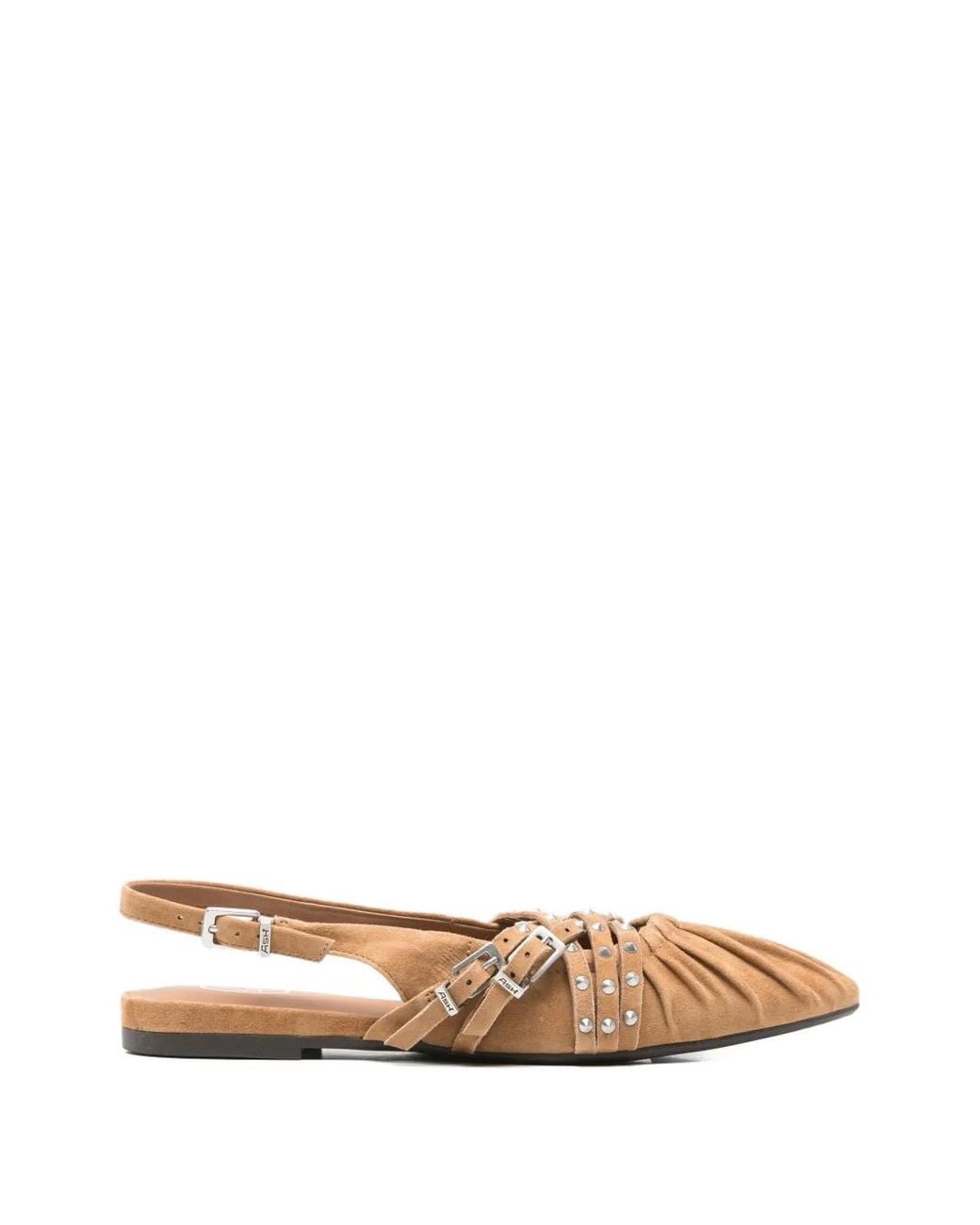 Ash White Studded Ruched Ballet Flats