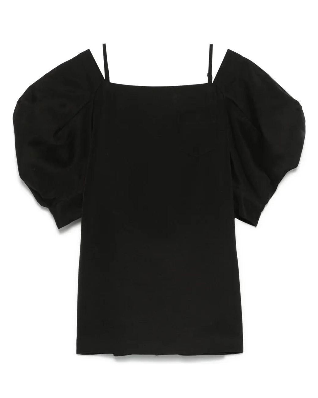 Sacai Black Cold-Shoulder Mini Dress