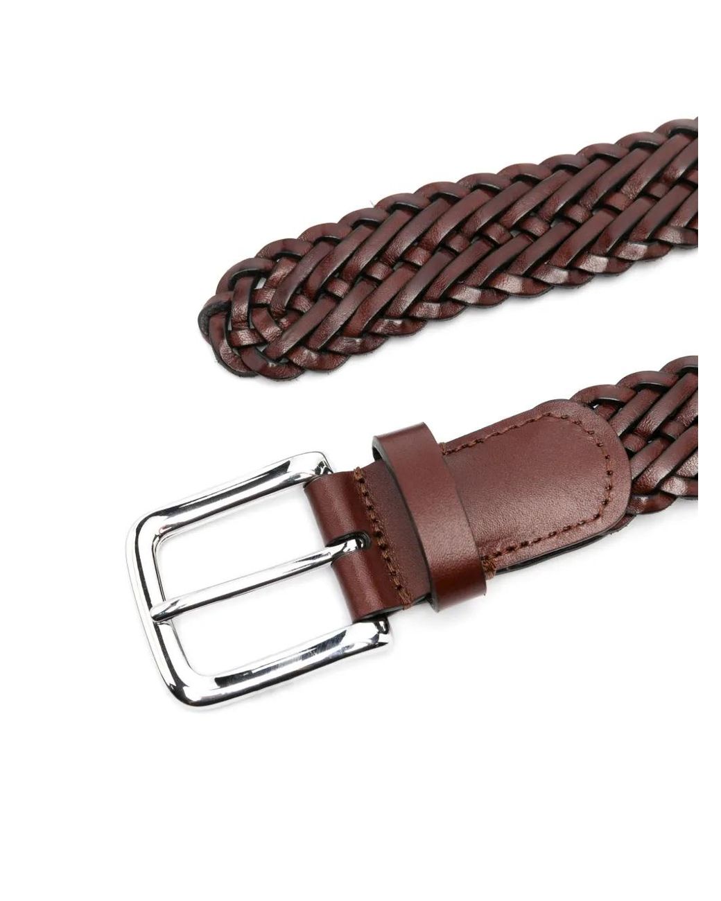 Andersons Brown Woven Leather Belt for men
