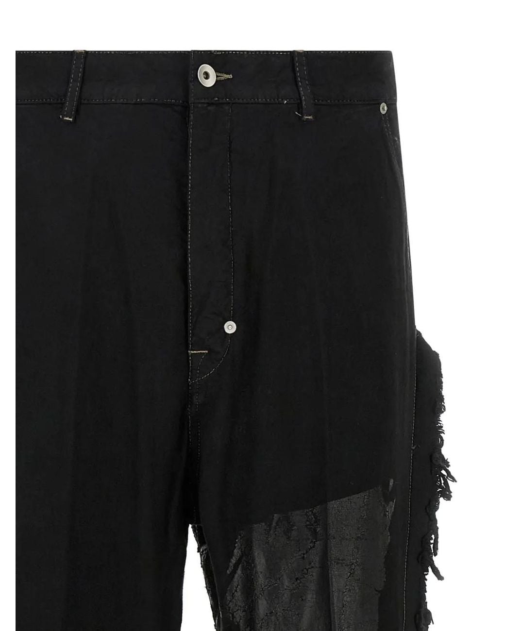 Rick Owens Black Joris Fringed Jeans for men