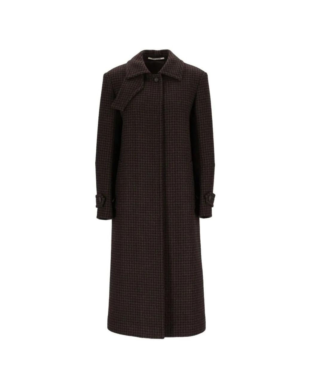 Tagliatore Black Houndstooth-Pattern Virgin Wool Coat