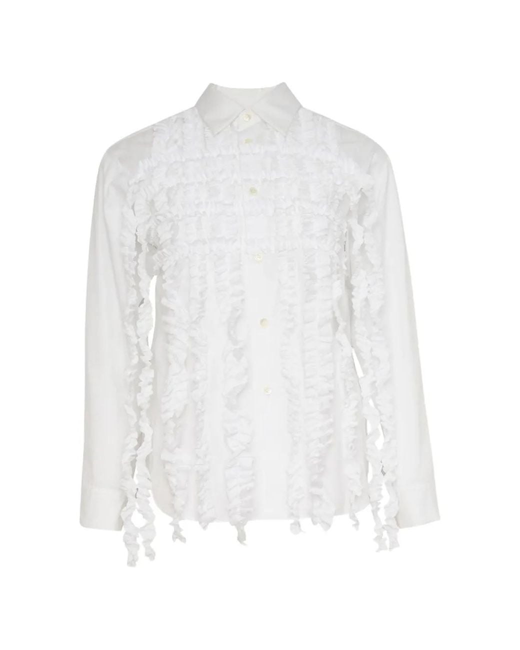 Tao Comme Des Garçons White Ruffle-Trimmed Shirt